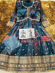 Premium Designer femmes Organza imprimé soie Anarkali robe parole longueur mousseline Dupatta vente chaude pour les mariages fêtes - Product Image 4