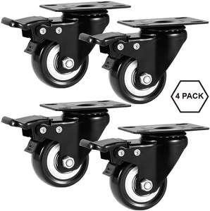 Roulettes légères de 2 pouces avec freins, silencieuses et verrouillables, roues en PU, plateau pivotant, fabrication de qualité supérieure - Product Image 5
