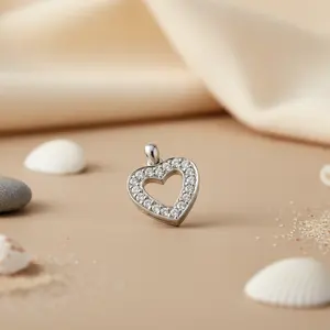 จี้รูปหัวใจเงินแท้ 925 ประดับพลอยสีขาว เครื่องประดับทำมือสำหรับผู้หญิง ชุบโรเดียม โรสโกลด์ ลายตัวเลข - Product Image 2