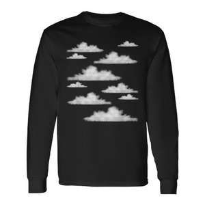 Camiseta de manga larga con diseño artístico de nubes, ropa informal unisex de algodón negro - Product Image 1