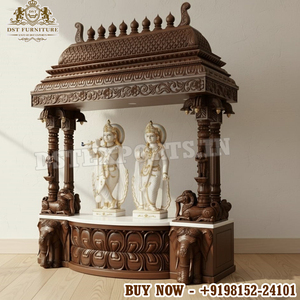 Templo Gopuram Tradicional de Estilo Sur para Sala de Pooja, Templo de Madera de Lujo de Gran Tamaño para Sala de Pooja, Templo de Madera Tallado a Mano, EE. UU. - Product Image 2