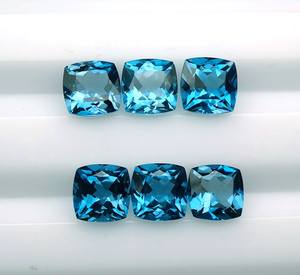 หินโทแพซสีฟ้าเข้มตัดเหลี่ยมเพชรพลอยขนาด6มม. ถึง10มม. รูปทรงเบาะอัญมณีบุษราคัมสีน้ำเงินเข้ม - Product Image 6