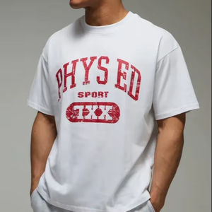 Camiseta de calle de gran tamaño para hombre 2025 personalizada Premium 100% algodón 240GSM largo al por mayor OEM hilo teñido tejido diseño en blanco - Product Image 1