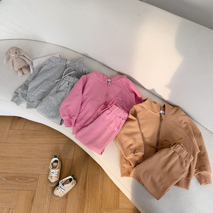 Conjunto Deportivo de Invierno para Adultos, de Algodón y Felpa, Grueso, con Sudadera con Cremallera y Pantalones Deportivos, Color Sólido, Impresión de Logotipo Personalizado, Ropa Casual - Product Image 3