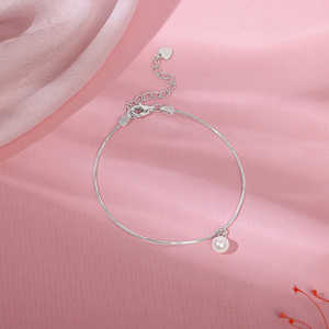 Pulsera plateada con brillo nacarado Pulseras y brazaletes de perlas elegantes - Product Image 4