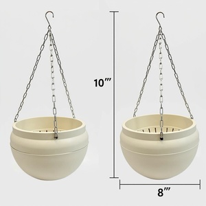 Chaînes en acier inoxydable panier de jardinière suspendu intérieur et extérieur jardinières suspendues d'intérieur avec support de pot de fleur de chaîne - Product Image 4