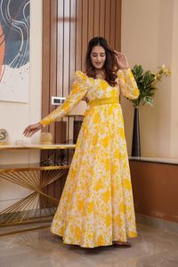 Estilo indio Ropa étnica Lanzamiento Nuevo diseñador Faux Georgette Impresión digital Top Mangas completas con lienzo Pata Cinturón Top - Product Image 5