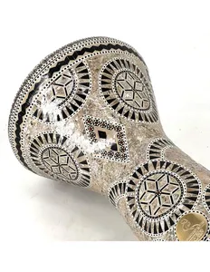 Gawharet El Fan 22cm Classic Darbuka Doumbek - Tambour géométrique incrusté de perles de tourmaline - Product Image 4