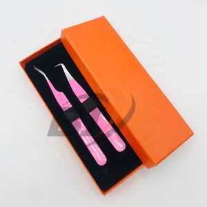 Pince à épiler professionnelle d'extension de cils en acier inoxydable rose de haute qualité forte adhérence Logo personnalisé Volume classique durable - Product Image 3
