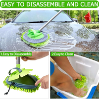 Kit de balai de lavage de voiture en microfibre TRANRICH avec manche télescopique long, balai de nettoyage de voiture en chenille