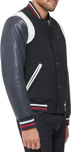Chaqueta Varsity de Cuero Personalizada al por Mayor, Chaqueta de Invierno de Manga Larga para Hombre, Talla Grande, Bordado en Cuero - Product Image 3