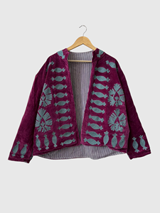 Veste en lin brodée de fleurs, col montant, manches longues, style Prairie Chic, vêtements de printemps pour femmes - Product Image 4