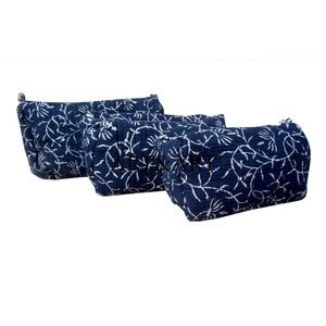 Juego de Bolsas de Cosméticos para Mujer, Ecológicas, Estampadas a Mano, de Algodón Acolchado, con Cierre de Cremallera, Diseño Floral, 3 Piezas - Product Image 3