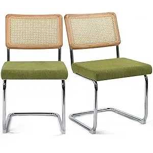 Dreamcraft ชุดเก้าอี้หวาย cesca สำหรับทานอาหาร2ชั้น, ฐานผ้าฝ้ายสีเขียวที่นั่งโรงนาร้านอาหารบาร์บ้าน - Product Image 5