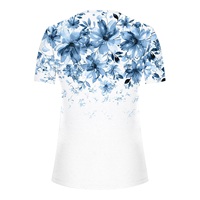 T-shirts décontractés à col rond et manches courtes pour femmes grandes tailles, tunique boutonnée florale à taille empire de couleur unie pour l'été, pour adolescentes