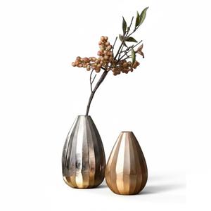 Vase à fleurs en métal doré de forme ronde de luxe, décoration d'intérieur, ornements, décoration de table de mariage, ensemble de pots décoratifs, prix d'usine - Product Image 4