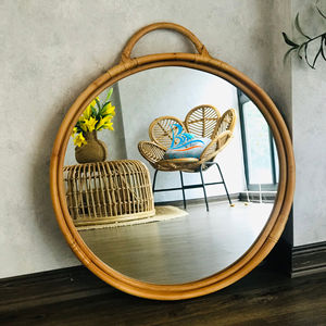 Espejo de Pared con Marco de Ratán de Diseño Escandinavo al por Mayor para Decoración del Hogar y Ocasiones de Aniversario - Product Image 1