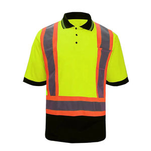 Polo de seguridad para construcción al aire libre con logotipo personalizado, ropa de trabajo con rayas reflectantes de alta visibilidad hecha de algodón - Product Image 1