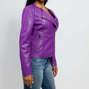 Chaqueta de Cuero para Mujer, Hecha a Medida, de Manga Larga, para Otoño/Invierno, Tejida, Transpirable, Totalmente Personalizable, Sólida, Genuina - Product Image 3