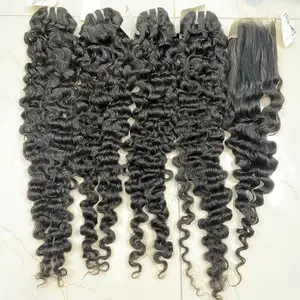 Mix curly weft hair product made by 100% Vietnamese human hair weaves bundle human hair wigs