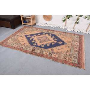 Vintage Ethnic Beige <b>Black</b> Wool Eco-Friendly Medium Pile <b>Rug</b> 4.6 X 7.6 ft Handmade Abstract Patchwork Latex Backed Rectangle - Product Image 2