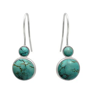 Boucles d'oreilles en argent sterling 925 avec pierre naturelle turquoise élégante pour femme, fille, fournisseur en gros de bijoux faits à la main - Product Image 1
