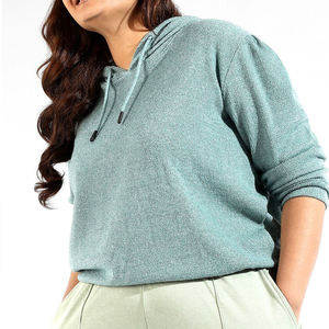 Sweat-shirts à capuche en tricot pour femmes, coupe classique, élégants, en coton premium, logo sur le devant, manches longues, confortables, OEM - Product Image 5