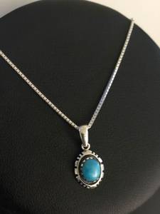 Sterling <b>Silver</b> Rhodium Plated <b>Necklace</b> with Genuine Turquoise December <b>Birthstone</b> Handmade Anniversary Gift for Her Natural Gem - Product Image 3