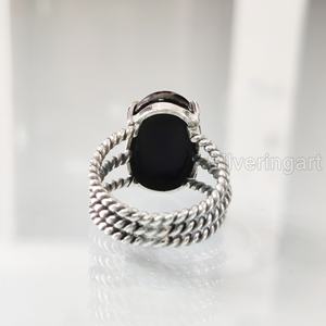 Anillo de mujer Piedra preciosa de ónix negro natural Piedra natal de Diciembre 3 Banda trenzada Aniversario Joyería Bohemia Anillo de plata esterlina 925 - Product Image 5