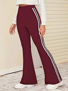 Pantalon de yoga à rayures pour femmes pantalon de sport évasé noir rouge élastique doux coupe ample Fitness équipement de sport - Product Image 5