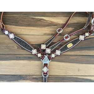 Collar de cabeza para caballo estilo western vintage de cuero con herrajes de latón macizo y marca personalizada, cabezadas western para caballos - Product Image 1