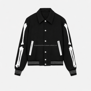 เสื้อแจ็คเก็ตวาร์ซิตี้ปักลายโครงกระดูกสไตล์วินเทจคุณภาพสูงสำหรับผู้ชาย ทรงสลิมฟิตลำลอง - Product Image 6