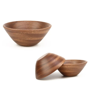2023 meilleure qualité de bols de service en bois faits à la main ensemble fournisseur indien artisanat nourriture et Fruits bols à salade plat Type bol en bois - Product Image 5