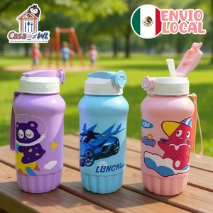 Botella de Agua Infantil de Acero Inoxidable CASAMAX WL AD-1554F 850ml con Pajita, Diseño Colorido para Niñas y Niños - Product Image 1