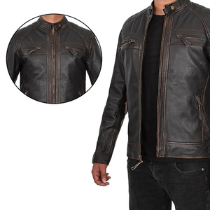 Men's Genuine Leather <b>Racing</b> <b>Jacket</b> Wholesale Winter Protective Wear Front-Pockets Customized Plus Size <b>jacket</b> for men - Product Image 4