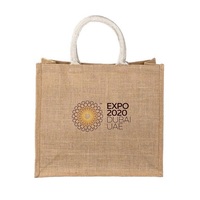 Sac de courses en jute personnalisé, bicolore, origine Vietnam, avec poignées, fermeture éclair, écologique, réutilisable, motif lettres