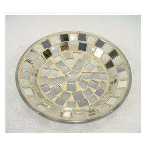 Placa cónica de vidrio con acabado de mosaico de Color rojo, placa de portavelas cónica redondeada verde para el hogar, mesa de comedor, fiesta, uso decorativo - Product Image 3