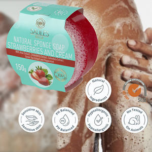Jabón Sólido Premium de Fresa con Esponja, Alta Calidad, Venta al Por Mayor, Hecho en la UE, 150g, Limpieza Corporal, Etiqueta Privada Original, Nutritivo - Product Image 2