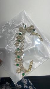 Regal <b>Green</b> <b>Beaded</b> Kundan <b>Necklace</b> Set with Pearls and Earrings Multi Layered Bridal Jewelry for Weddings & Festivals - Product Image 3