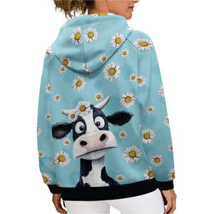 Vente en gros, sweat à capuche respirant avec cordon de serrage, imprimé par sublimation, sweat à capuche avec imprimé vache pour femme - Product Image 2