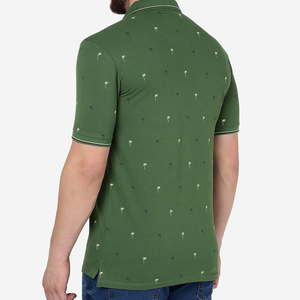 เสื้อโปโลแขนสั้นสีเขียวลายต้นปาล์ม ผ้าฝ้ายอ๊อกซ์ฟอร์ด สไตล์ลำลอง ระบายอากาศได้ดี เสื้อโปโลชาย - Product Image 6