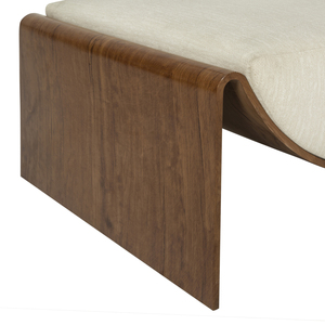 Otomana Tapizada Contemporánea con Estructura de Madera Curvada y Tela Crema para Decoración Moderna de Sala de Estar y Comedor, Hecha en Vietnam - Product Image 5