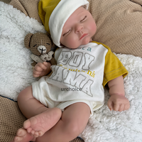 Poupée Reborn en Silicone Corps Entier de 18 Pouces, Bébé Garçon Nouveau-né Endormi Peint, Peau 3D avec Veines Visibles, Poupée d'Art de Collection