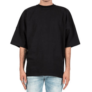 T-shirt noir surdimensionné pour hommes, t-shirts grande taille, t-shirts amples avec impression personnalisée, t-shirts brodés - Product Image 3