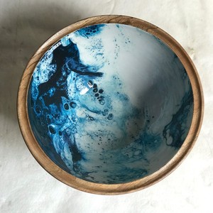 Tazón de Madera de Mango con Impresión Personalizada, Tazón de Ensalada de Esmalte Sólido con Cuchara para Frutas, Juego de Tazones con Servidores - Product Image 3