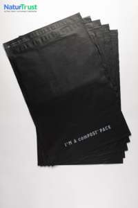 Embalaje de mensajería personalizable más vendido Totalmente biodegradable Solapa abierta Tiras dobles Bolsa compostable no plástica hecha de PBAT - Product Image 2