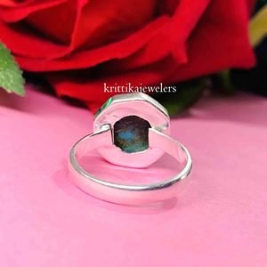 Direct Factory Wholesale 925 Sterling Silver Women's <b>Turquoise</b> <b>Ring</b> Handmade Classic Bezel Setting for Wedding - Product Image 3