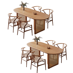 ชุดโต๊ะอาหารไม้จริงสำหรับรับประทานอาหารและร้านอาหารดีไซน์เรียบง่ายทันสมัย - Product Image 4