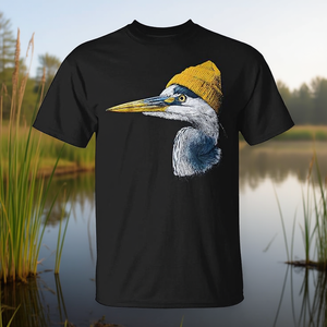 T-shirt Great Blue Heron Birding Yellow Beanie, ottima per le promozioni - Product Image 3