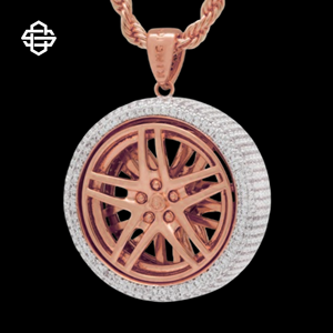 Personalizado Hiphop Moissanite Iced Out rueda colgante collar para hombres chapado en oro coche llanta rapero joyería Bling giratorio encanto - Product Image 4